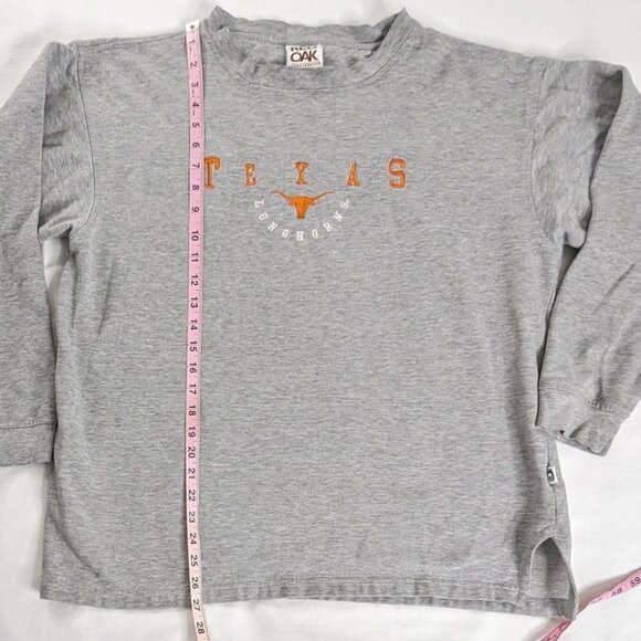 VTG Texas Longhorns Gray Orange Embroidered Crewneck Sweatshirt Side Slits - Picture 4 of 6